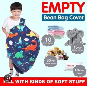 Dinosaur Print Bean Bag Cover/ Toy Bag Nwot